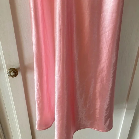 VTG Michael P. Pink Satin Slip Nightgown with Floral Accent - Picture 4 of 6